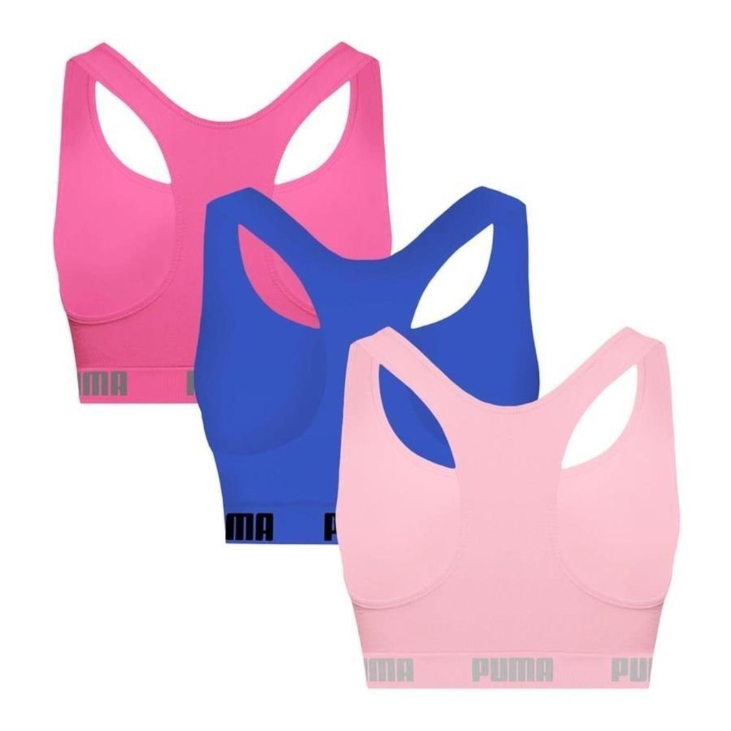 Imagem 2 do produto Kit Tops Fitness sem Bojo Puma Nadador sem Costura - 3 Unidades - Feminino