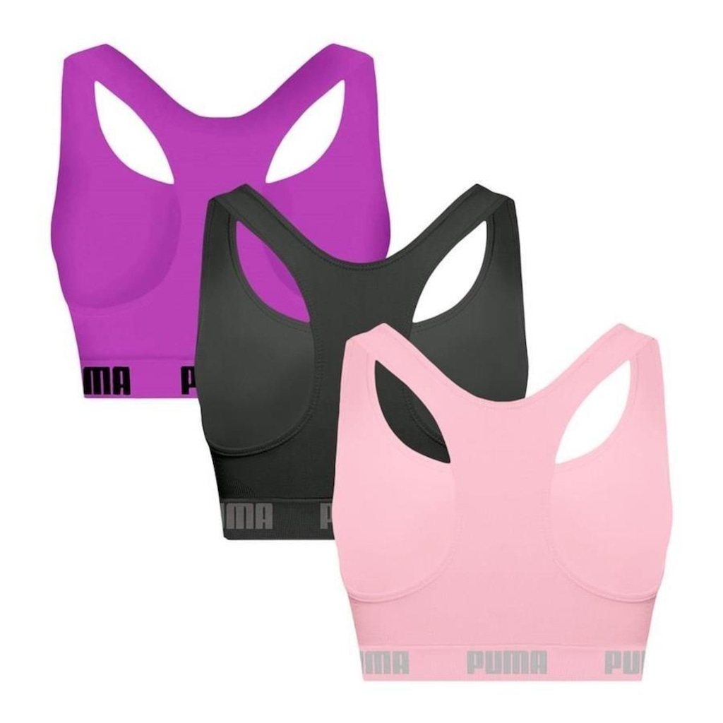 Imagem 2 do produto Kit de Tops Fitness Puma Nadador sem Costura - 3 Unidades - Feminino