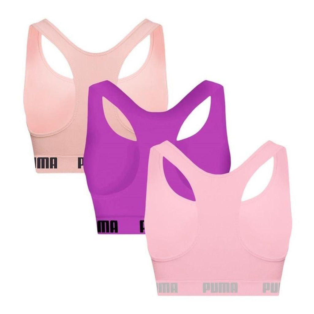Imagem 2 do produto Kit de Tops Fitness Puma Nadador sem Costura - 3 Unidades - Feminino