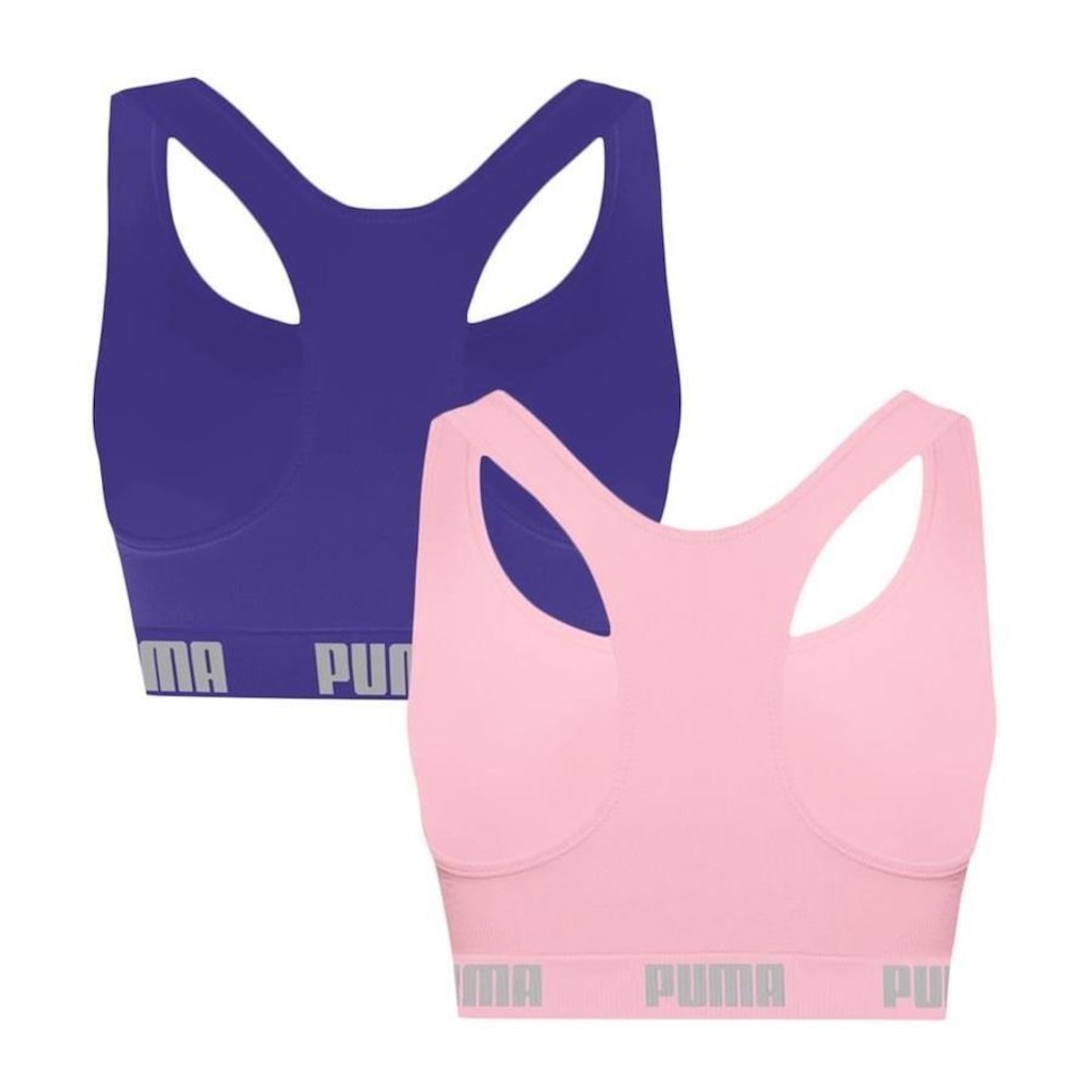 Imagem 2 do produto Kit Tops Fitness sem Bojo Puma Nadador sem Costura - 2 Unidades - Feminino
