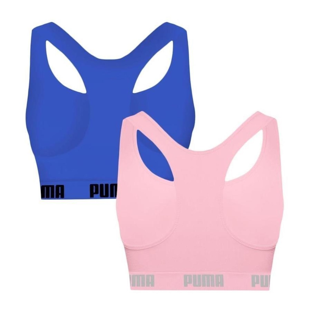 Imagem 2 do produto Kit Tops Fitness sem Bojo Puma Nadador sem Costura - 2 Unidades - Feminino