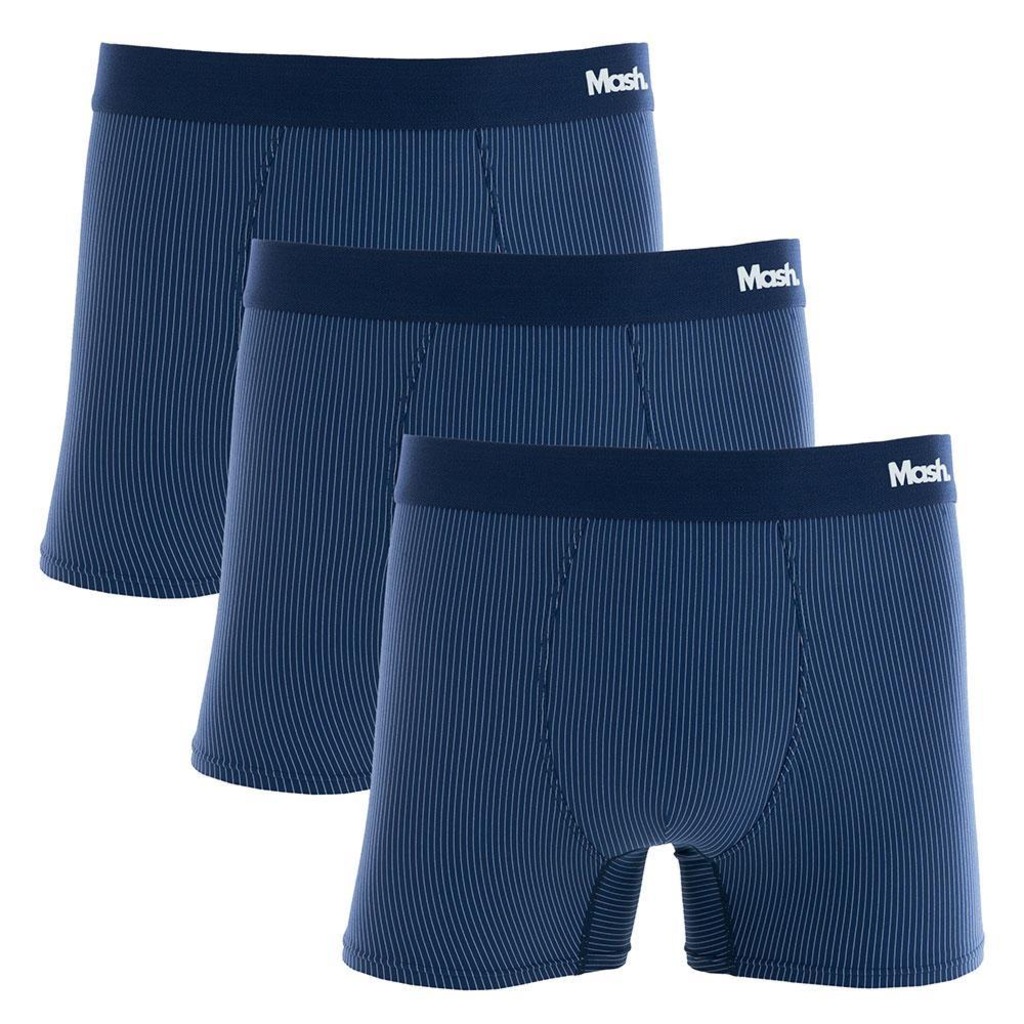 Imagem 2 do produto Kit de Cueca Boxer Mash Microfibra Risca de Giz - 3 unidades - Adulto