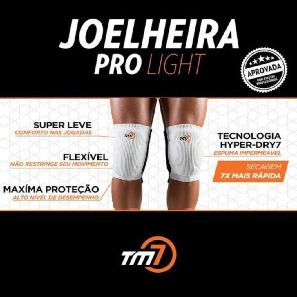 Imagem 2 do produto Kit Vôlei Tm7: Joelheira com Protetor + Manguito Curto - Adulto