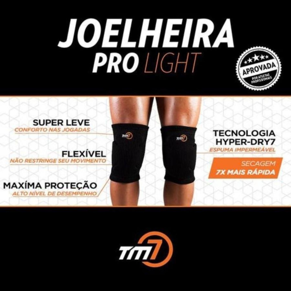 Imagem 2 do produto Kit Vôlei Tm7: Joelheira com Protetor + Manguito Curto - Adulto