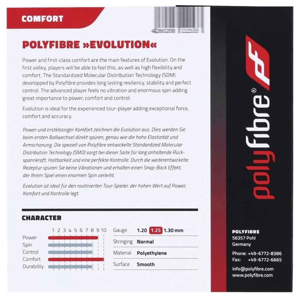 Imagem 3 do produto Corda para Raquete de Tênis Polyfibre Evolution 17L 1.25mm Set Individual