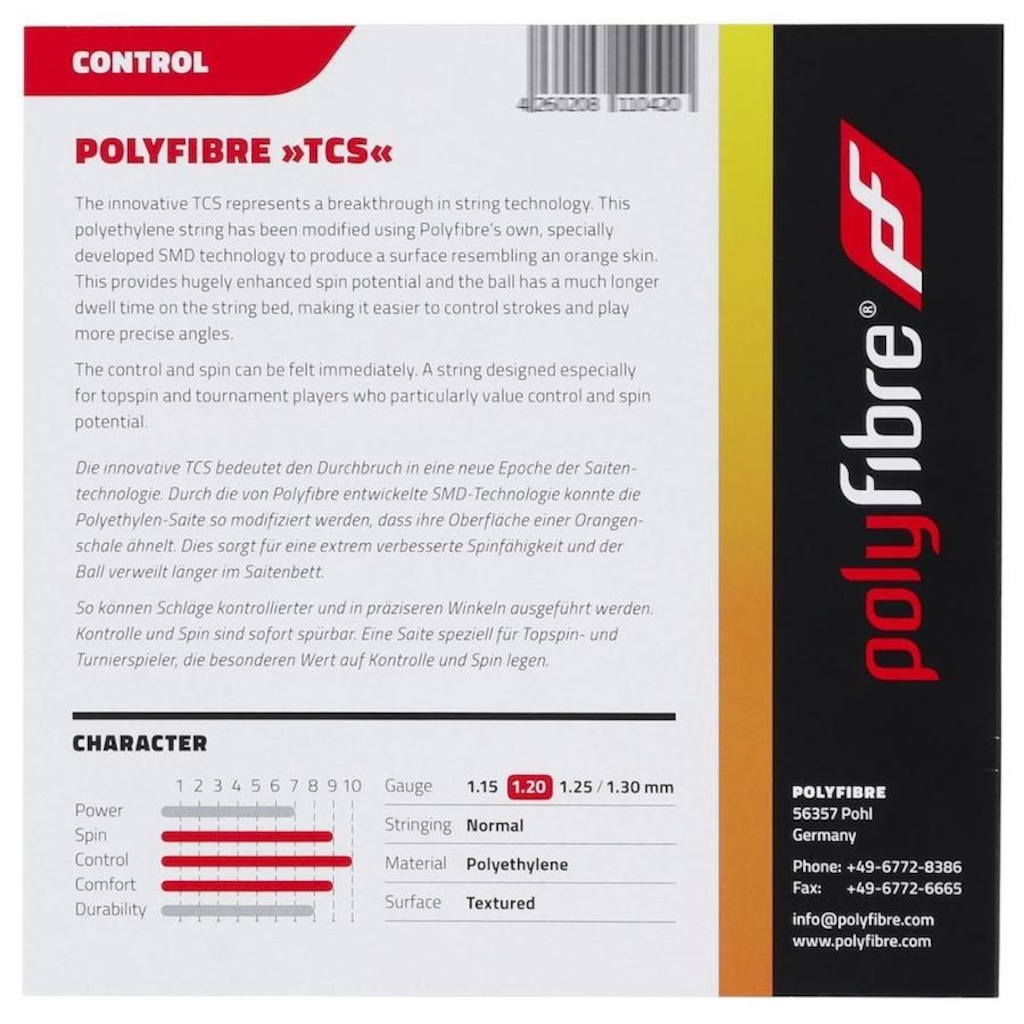 Imagem 3 do produto Corda para Raquete de Tênis Polyfibre Tcs 18L 1.20mm Set Individual