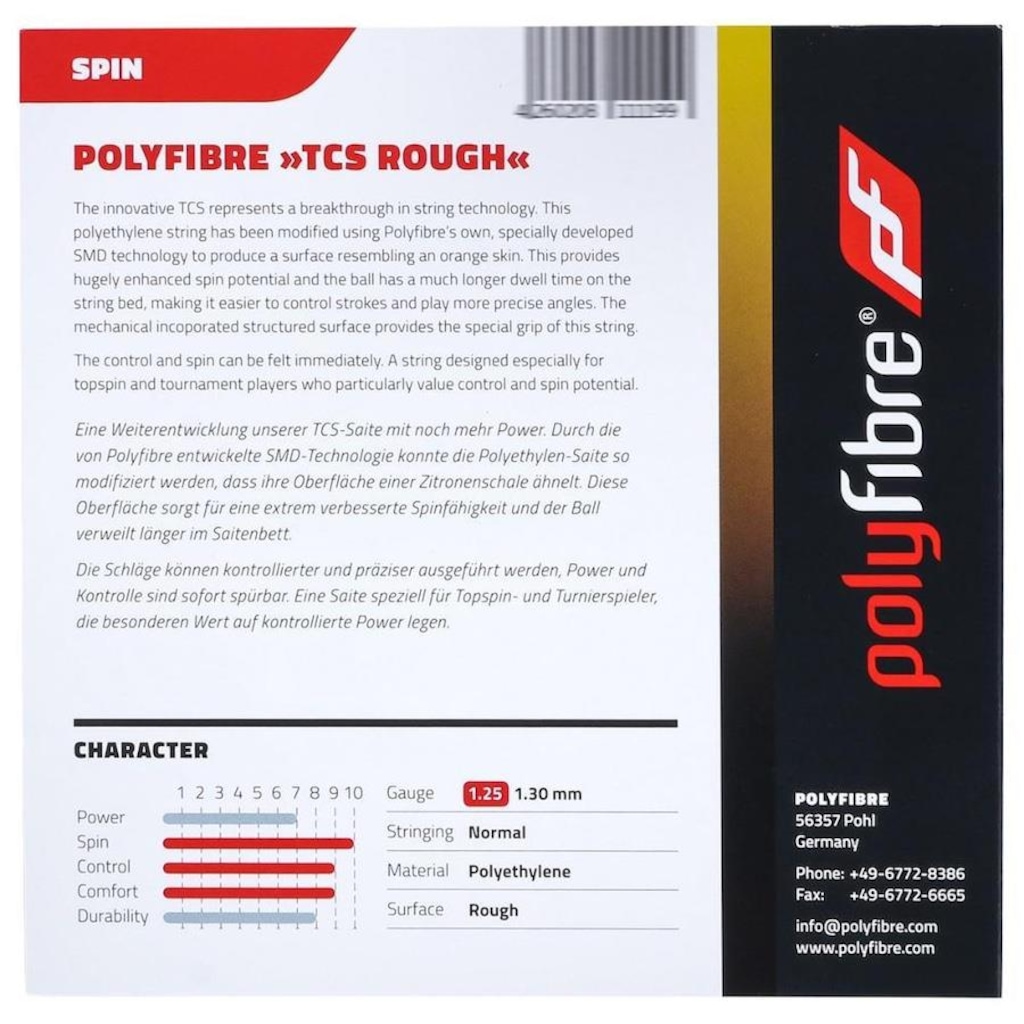 Imagem 3 do produto Corda para Raquete de Tênis Polyfibre Tcs Rough 17L 1.25mm - Set Individual
