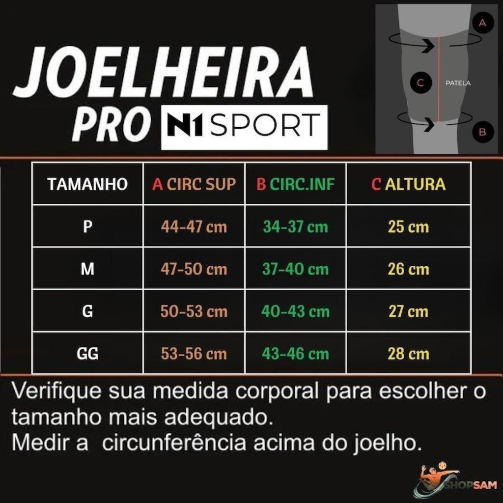 Imagem 5 do produto Kit Joelheira Volêi N1 Sport + Protetor Antebraço Manguito - Adulto