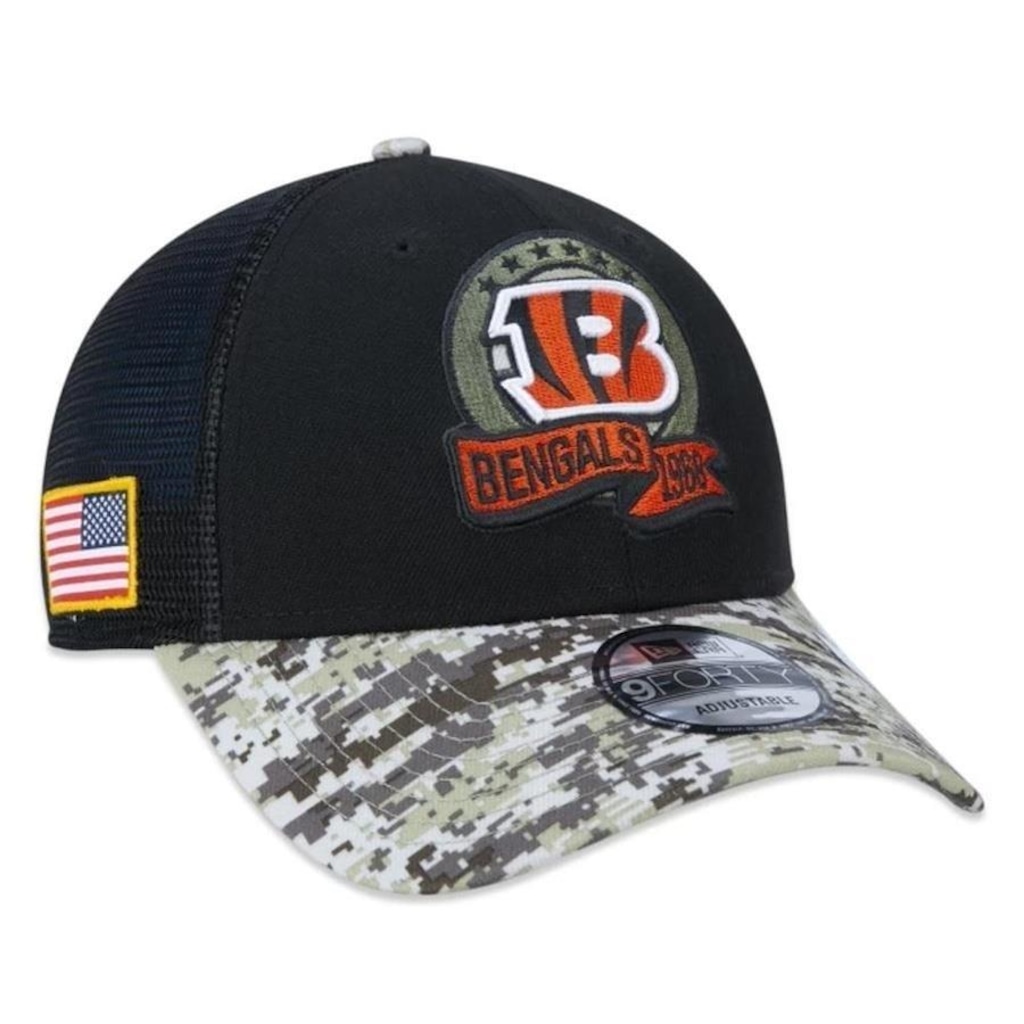 Imagem 4 do produto Boné Aba Curva New Era 940 Cincinnati Bengals Salute To Service 2022 - Snapback - Adulto