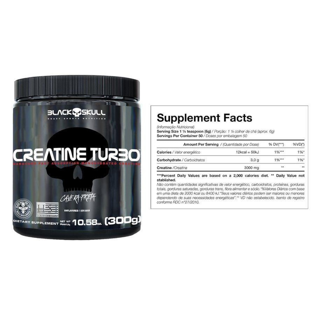 Imagem 3 do produto Creatina Refil Black Skull Turbo - 500g + Pote 300g