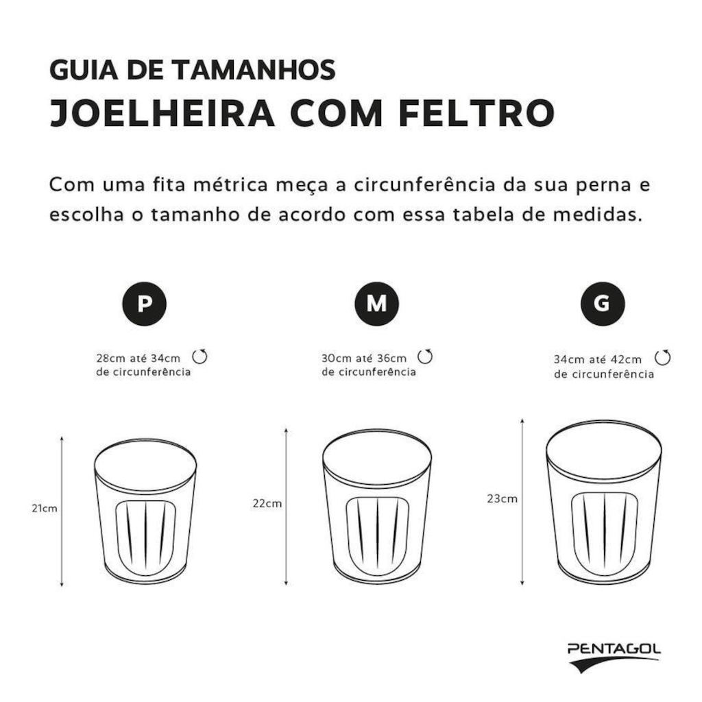 Imagem 2 do produto Joelheira Elástica Pentagol com Feltro - Adulto