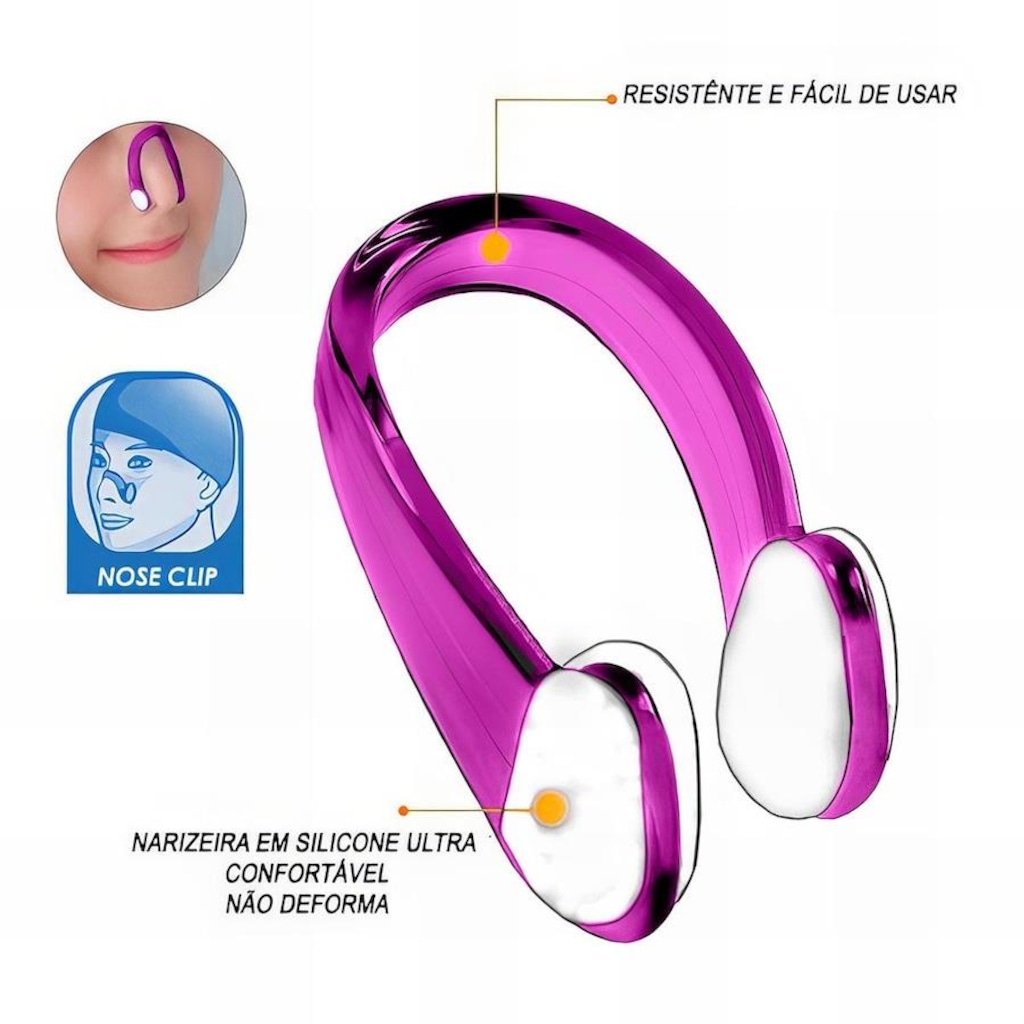 Imagem 4 do produto Kit Máscara de Natação Gold Sports Silicone Confort Hd - Touca Pu e Protetor Nasal e Ouvido - Adulto