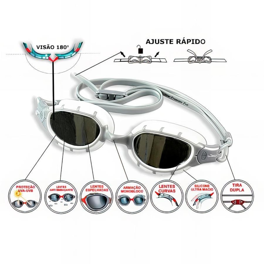 Imagem 2 do produto Oculos de Natação Gold Sports New Predator Pro 180 Graus de Visão Hd