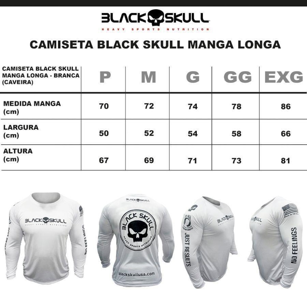 Imagem 4 do produto Kit Camiseta Black Skull Manga Longa Caveira - 2 Unidades - Masculina