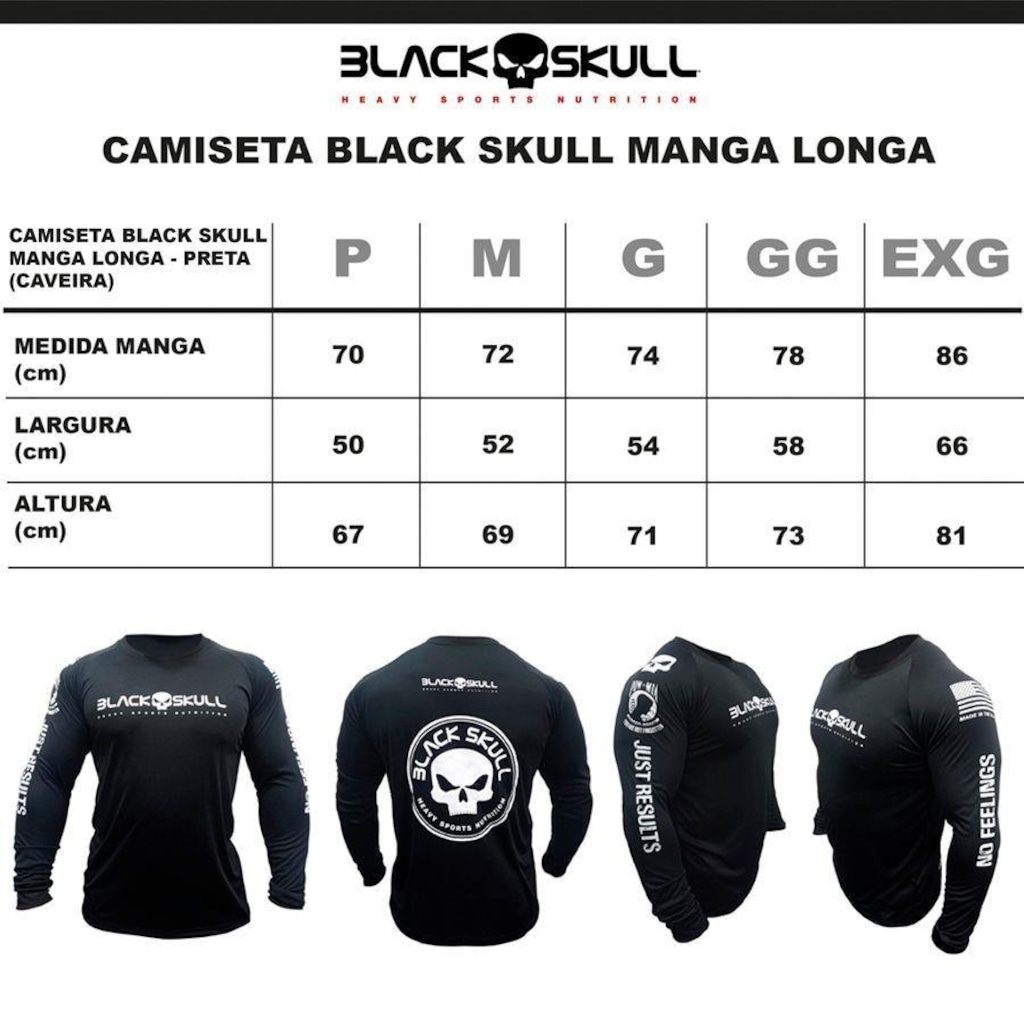 Imagem 5 do produto Kit Camiseta Black Skull Manga Longa Caveira - 2 Unidades - Masculina