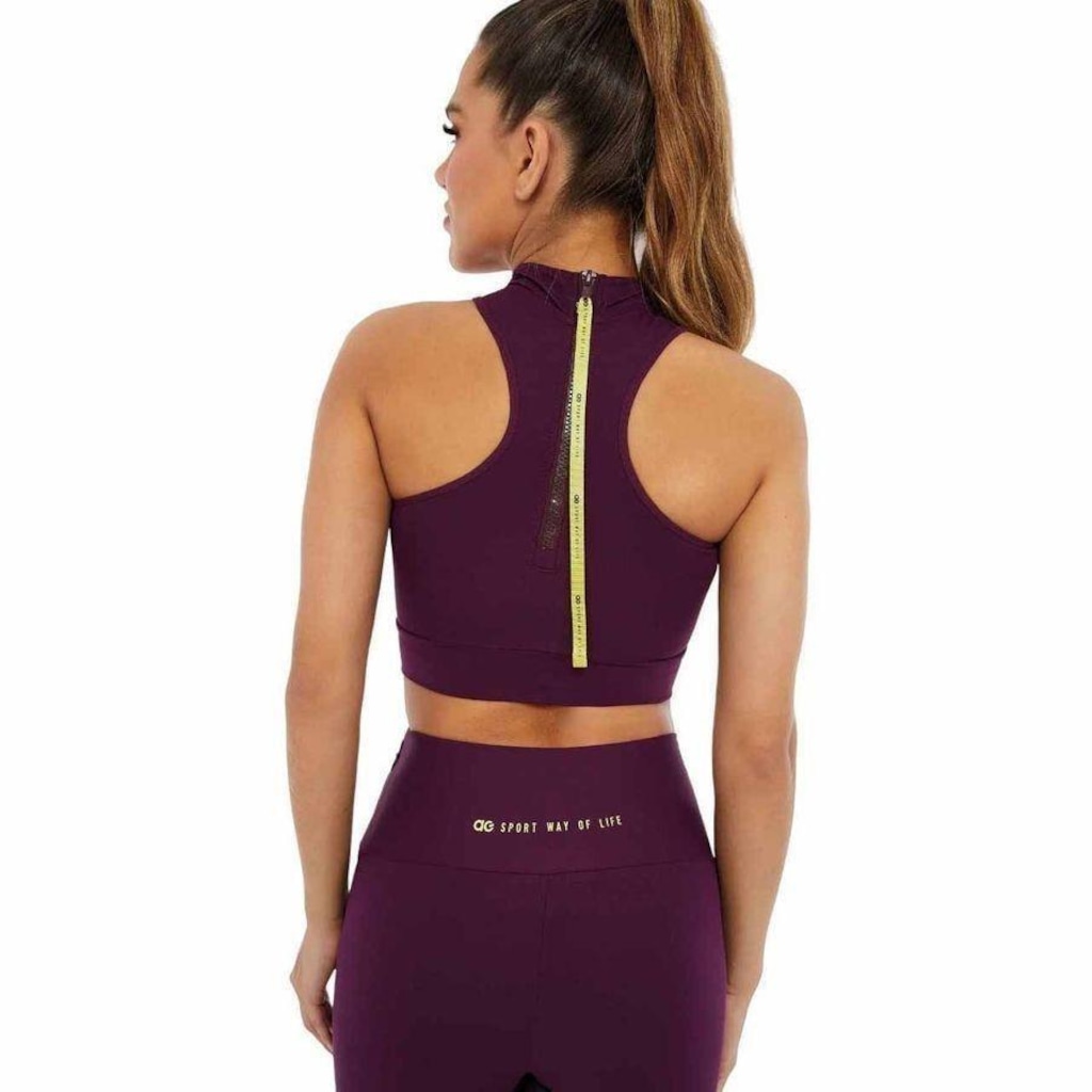 Imagem 2 do produto Top Fitnesse com Bojo Alto Giro Hyper Gola Alta C/ Zíper - Feminino