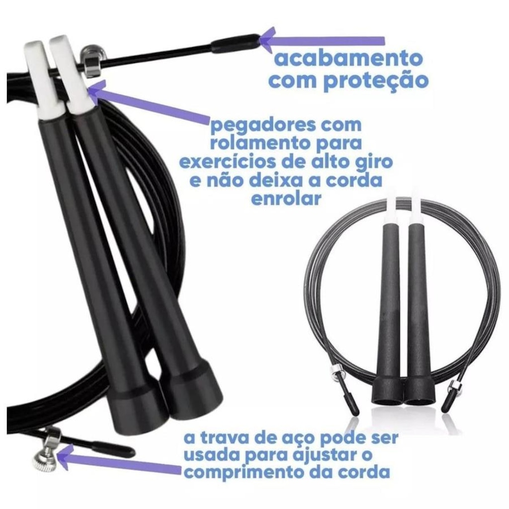 Imagem 2 do produto Corda de Pular Poker com Cabo de Aço Speed Rope - 3 Metros