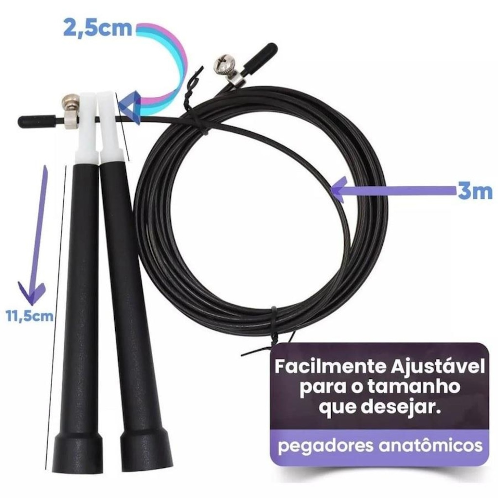Imagem 3 do produto Corda de Pular Poker com Cabo de Aço Speed Rope - 3 Metros
