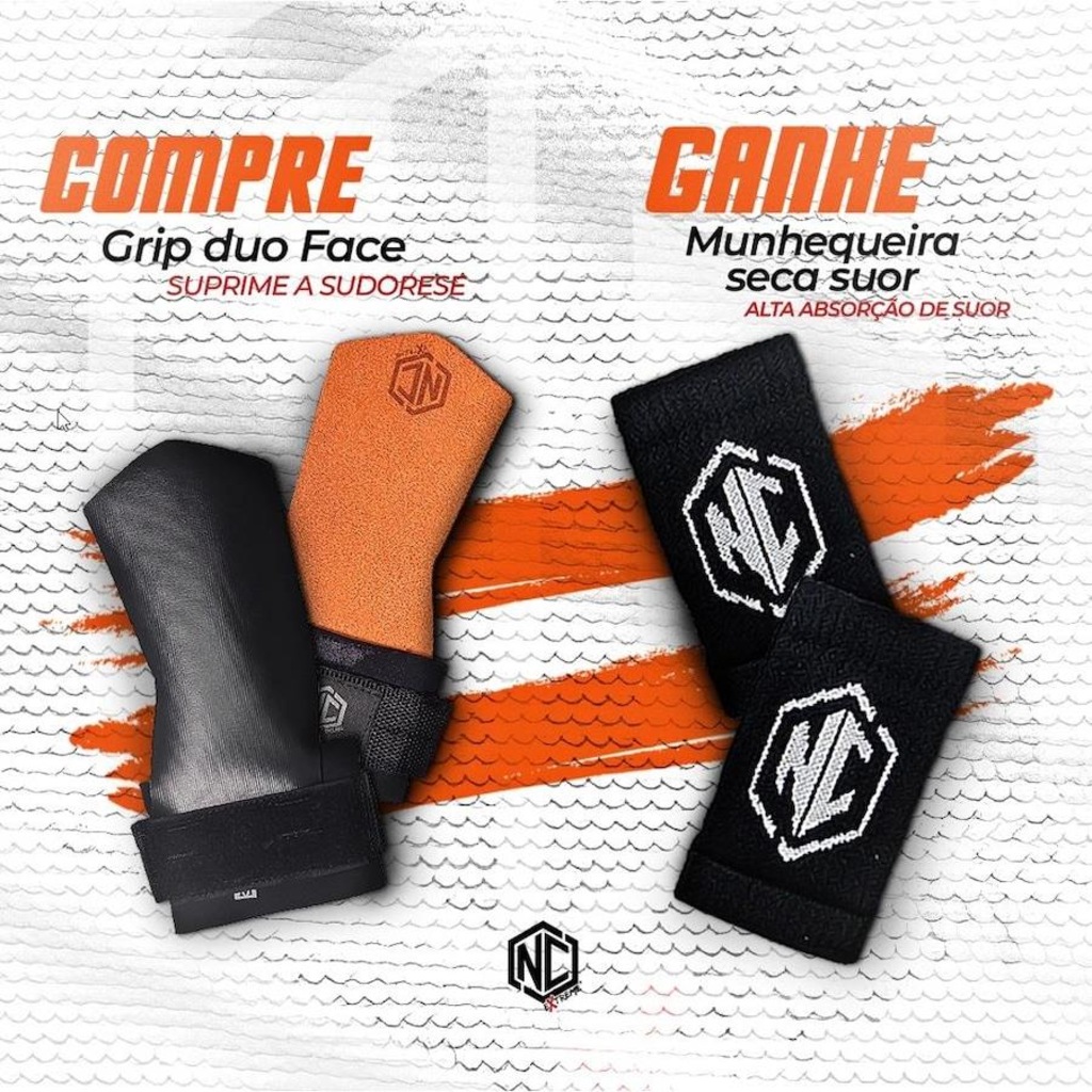 Imagem 3 do produto Kit de Cross Training Nc Extreme Grip Duo Face + Munhequeira Seca Suor