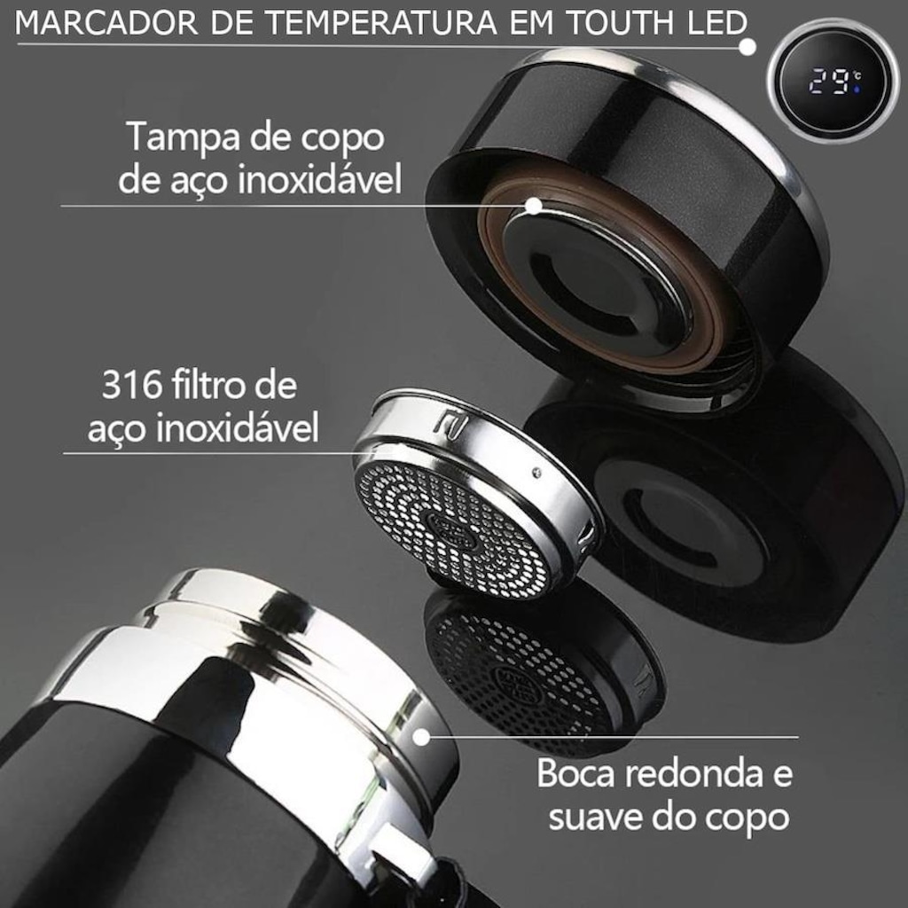 Imagem 2 do produto Garrafa Térmica Gold Sports em Aço Inoxidável 316 com Infusor - 800ml