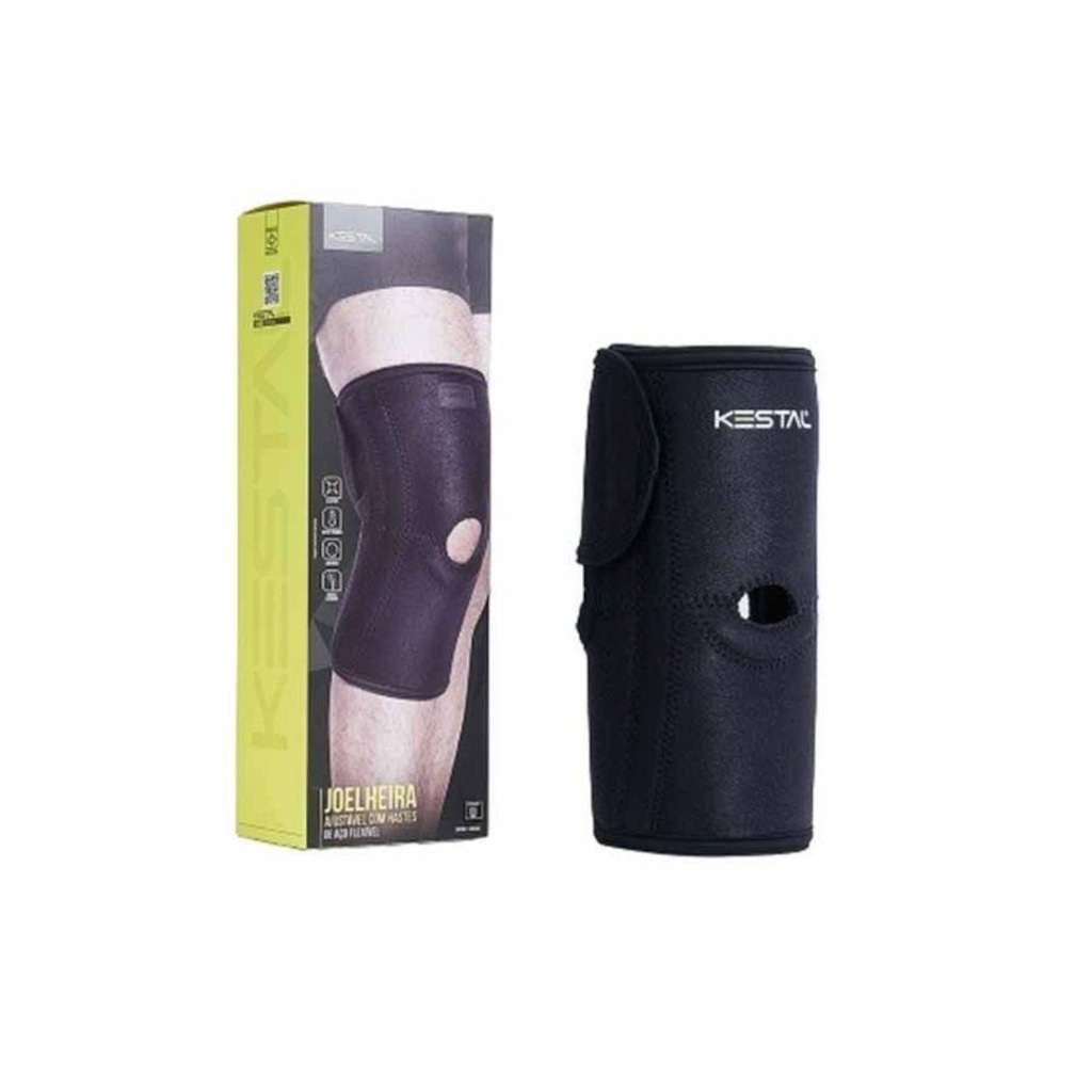 Imagem 2 do produto Joelheira Ortopédica Kestal Ajustável C Hastes de Aço Flexível Ksn005-Pr-Un - Adulto