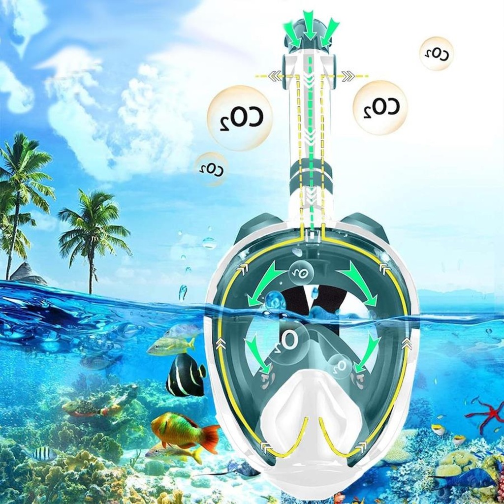 Imagem 3 do produto Mascara Subaquática de Mergulho Gold Sports Full Face com Snorkel - Adulto
