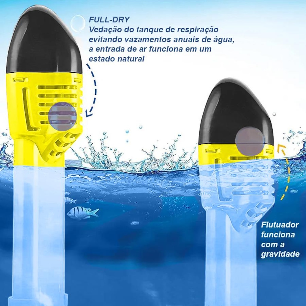 Imagem 5 do produto Mascara Subaquática de Mergulho Gold Sports Full Face com Snorkel - Adulto