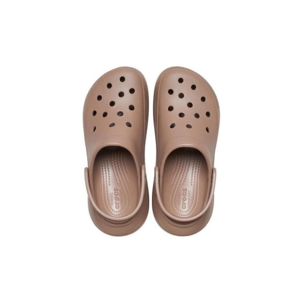 Imagem 5 do produto Sandália Crocs Classic Crush Platform Clog Latte - Infantil