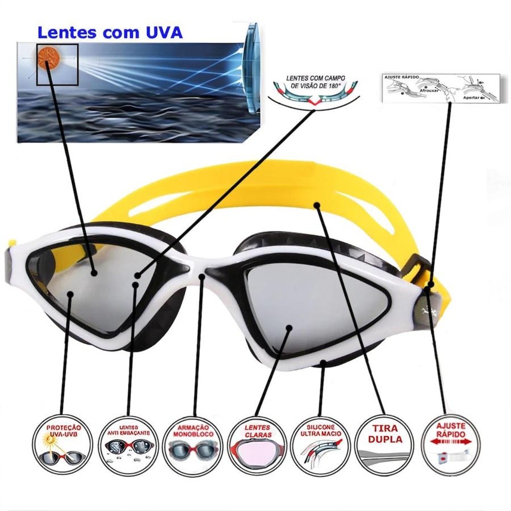 Imagem 2 do produto Óculos de Natação Gold Sports Shark Performance 7.0 High Definition - Adulto