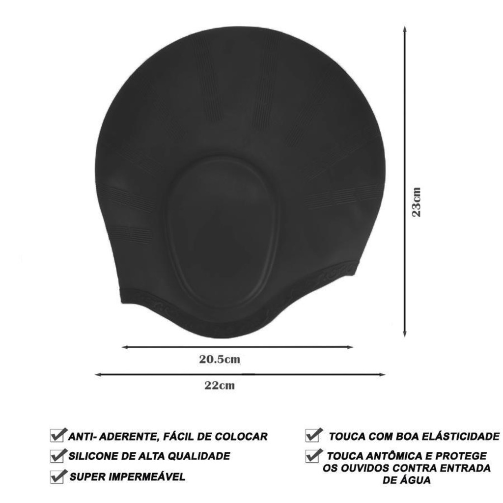 Imagem 2 do produto Touca de Natação Gold Sports Ergononico Ultra Confort de Silicone com Cobertura Das Orelhas - Adulto