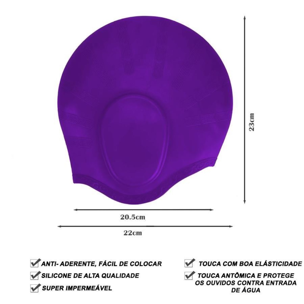 Imagem 2 do produto Touca de Natação Gold Sports Ergononico Ultra Confort de Silicone com Cobertura Das Orelhas - Adulto
