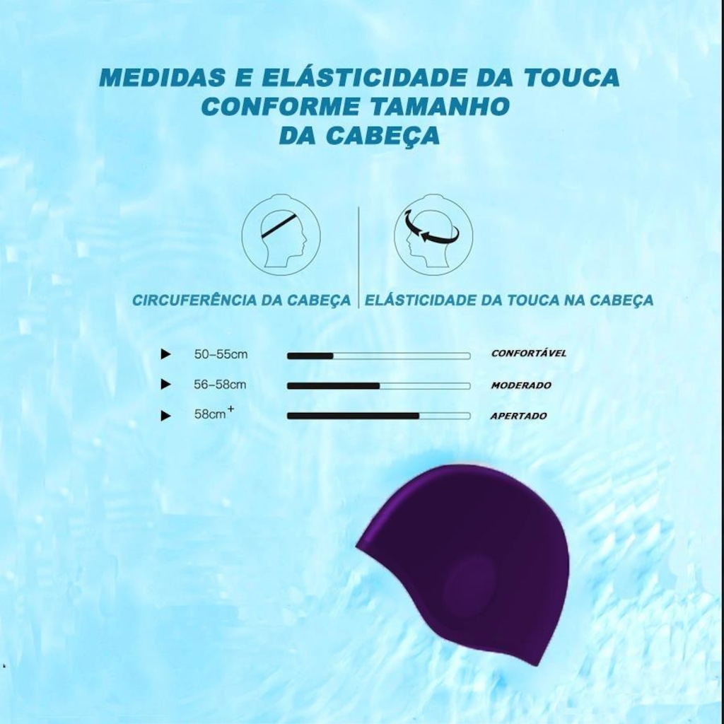Imagem 3 do produto Touca de Natação Gold Sports Ergononico Ultra Confort de Silicone com Cobertura Das Orelhas - Adulto