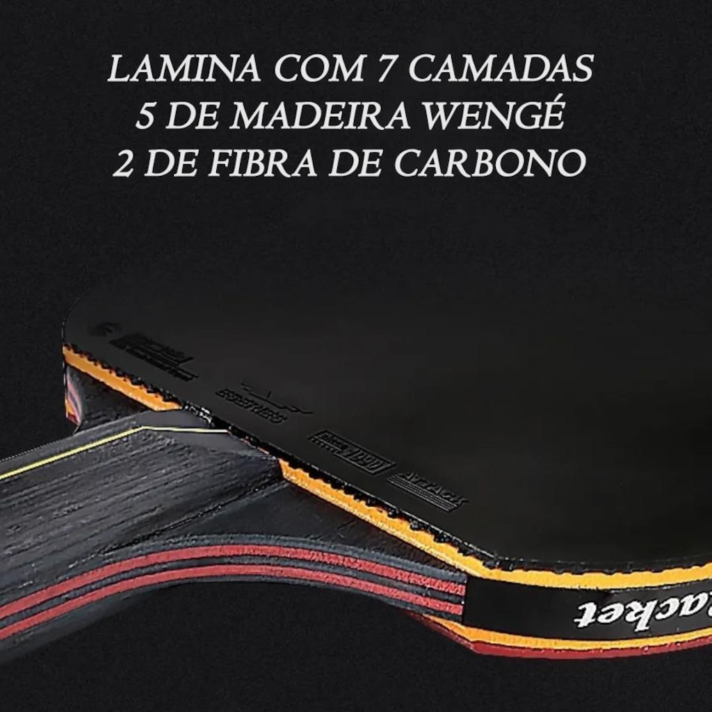 Imagem 5 do produto Kit Tênis de Mesa Gold Sports Boli 6.0 Series - 2 Raquetes 6 Star Profissional + 1 Mesh Bag
