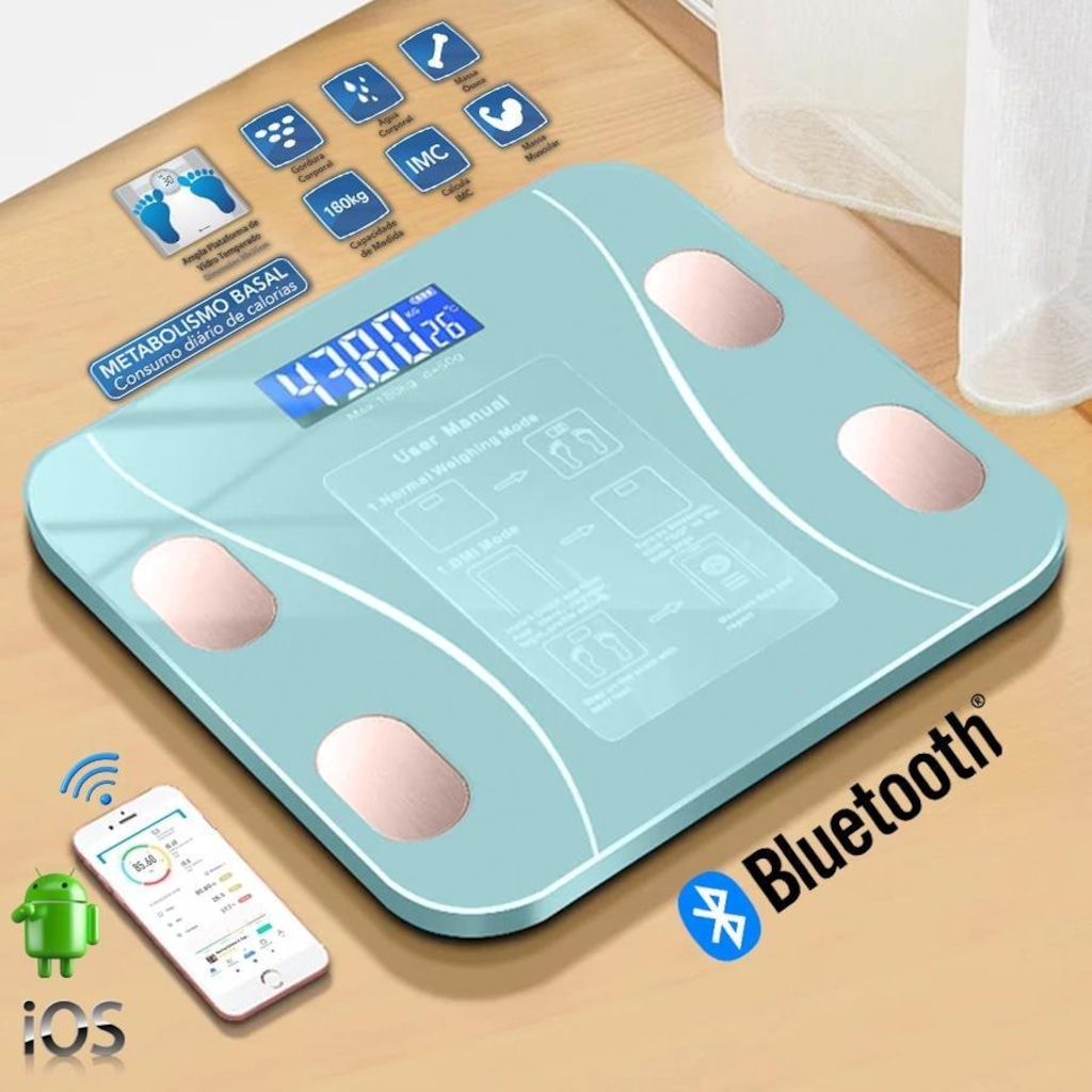 Imagem 2 do produto Balança Gold Sports Bioimpedância Digital e Bluetooth Corporal Mb com Medidor Imc