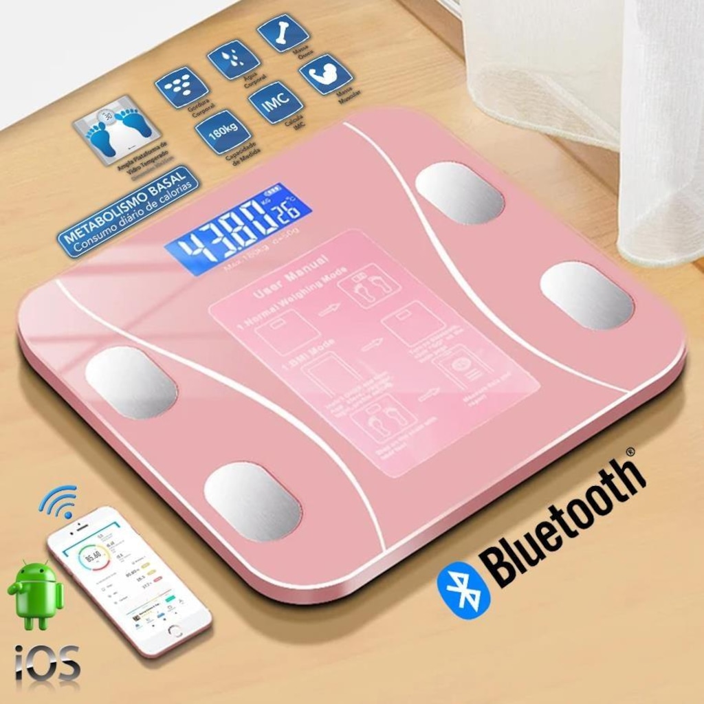 Imagem 2 do produto Balança Gold Sports Bioimpedância Digital e Bluetooth Corporal Mb com Medidor Imc