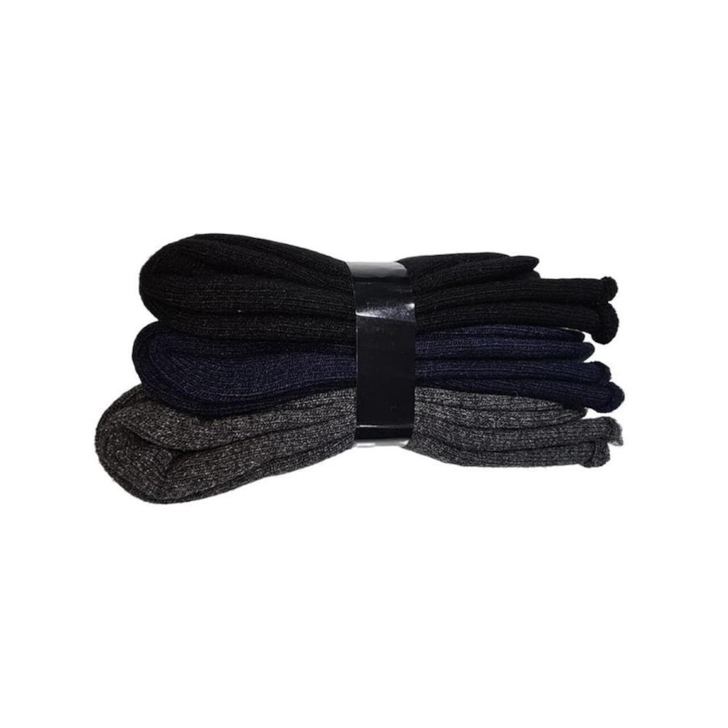Imagem 5 do produto Meia Térmica Asatex Classic Wool Unissex Frio Intenso Cores Kit 3 Pares Cano Alto Viagem Neve Lazer