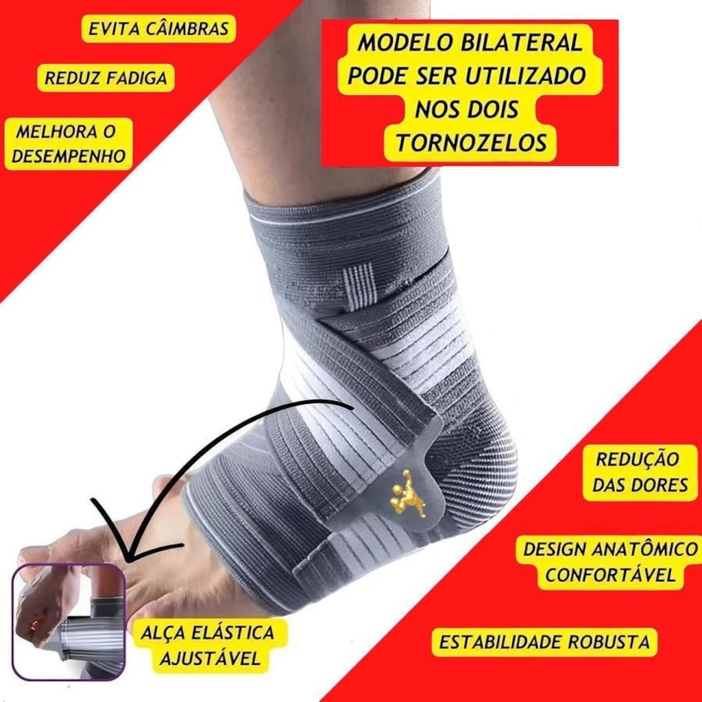 Imagem 2 do produto Tornozeleira Gold Sports com Bandagem Ajustável Confort Plus