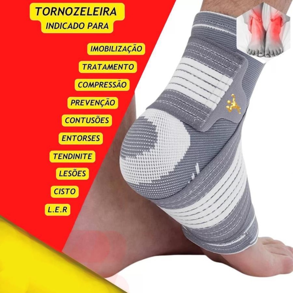 Imagem 3 do produto Tornozeleira Gold Sports com Bandagem Ajustável Confort Plus