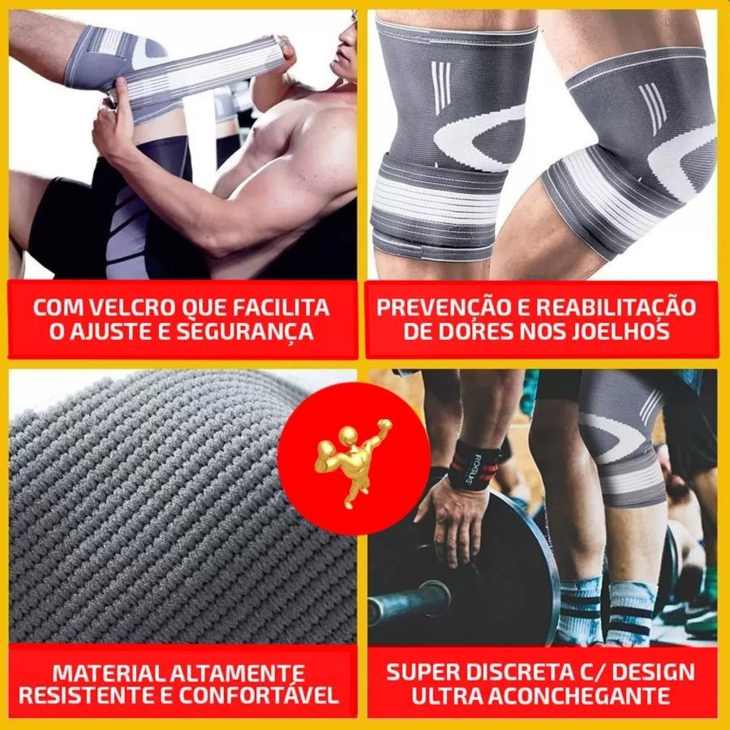 Imagem 4 do produto Joelheira Elástica Gold Sports Confot Plus com Tiras Compressão