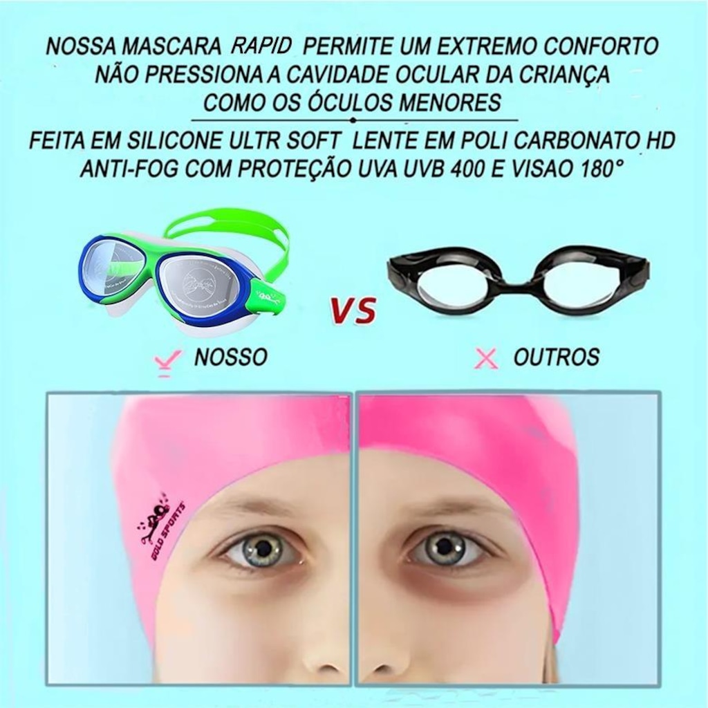 Imagem 5 do produto Máscara De Natação Gold Sports Rapid Infanto - Juvenil 7.0 High Definition