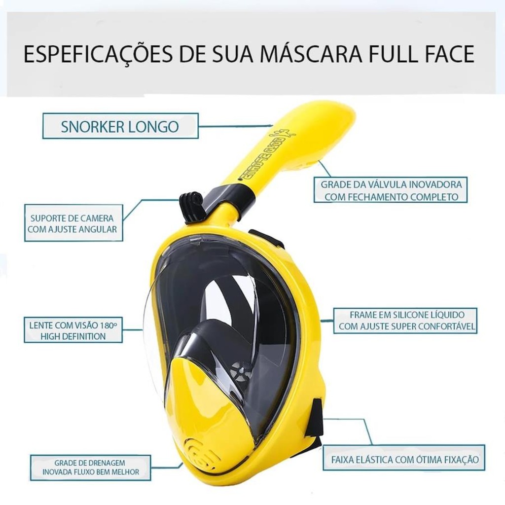 Imagem 3 do produto Mascara Subaquática de Mergulho Gold Sports Racer Full Face Com Snorkel - Adulto