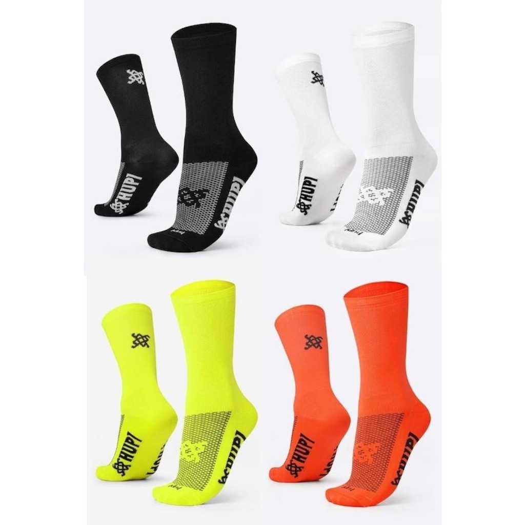 Imagem 1 do produto Kit Meia de Corrida Hupi Sport Lisas Coloridas - 4 Pares - Unissex