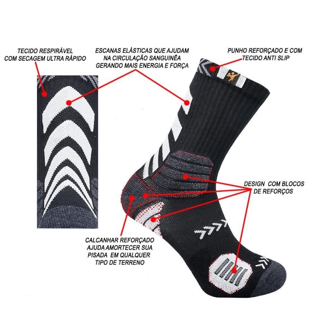Imagem 5 do produto Meia Esportiva Gold Sports Ciclismo Confort Anti - Derrapante Adulto