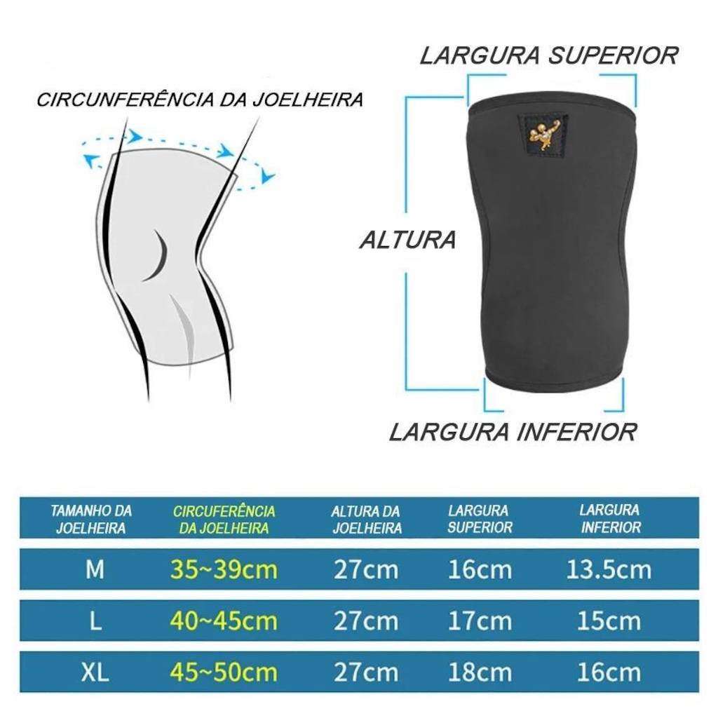 Imagem 5 do produto Joelheira Gold Sports Cross Training Gladiator Em Neoprene 7 Mm - 2 Pçs