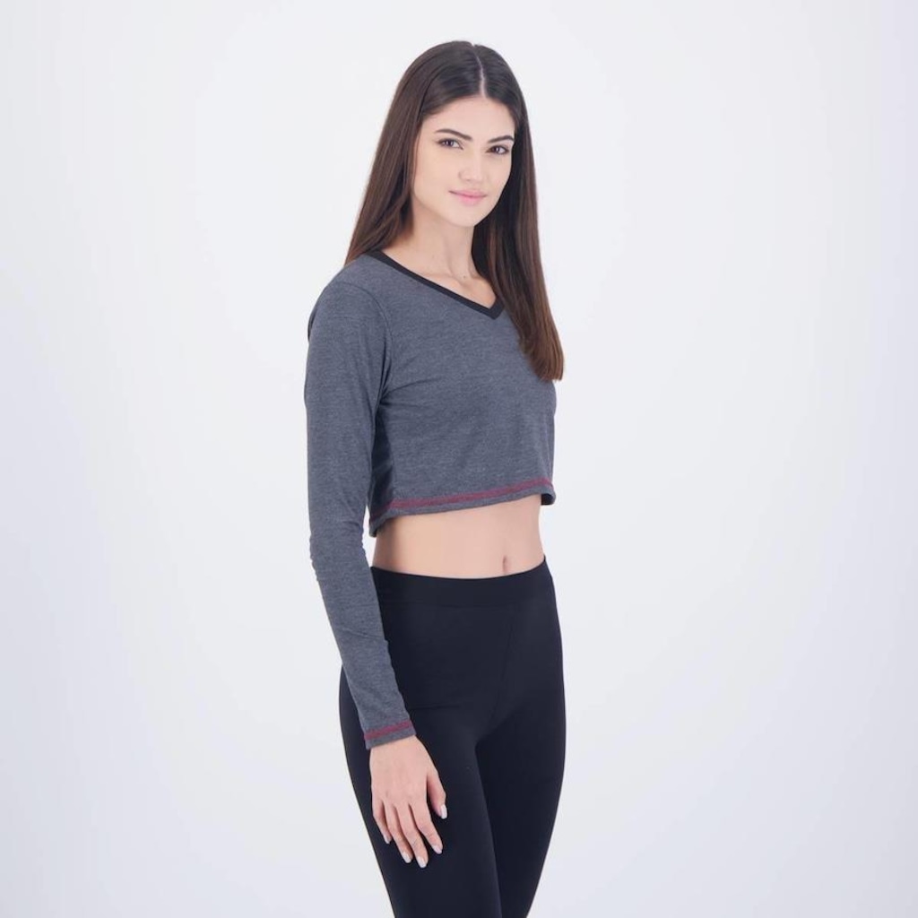 Imagem 2 do produto Blusa Cropped Manga Longa do São Paulo Pond Braziline - Feminino