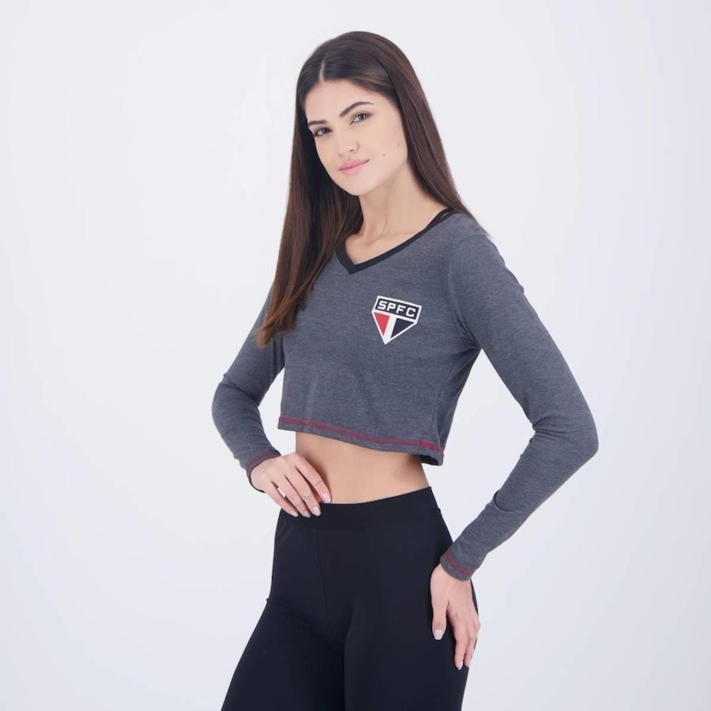 Imagem 3 do produto Blusa Cropped Manga Longa do São Paulo Pond Braziline - Feminino