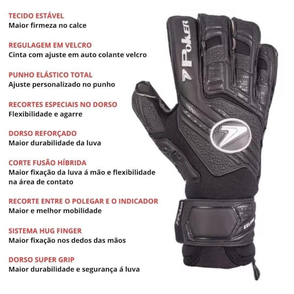 Imagem 4 do produto Luva de Goleiro de Futebol de Campo Profissional Eclipse Poker