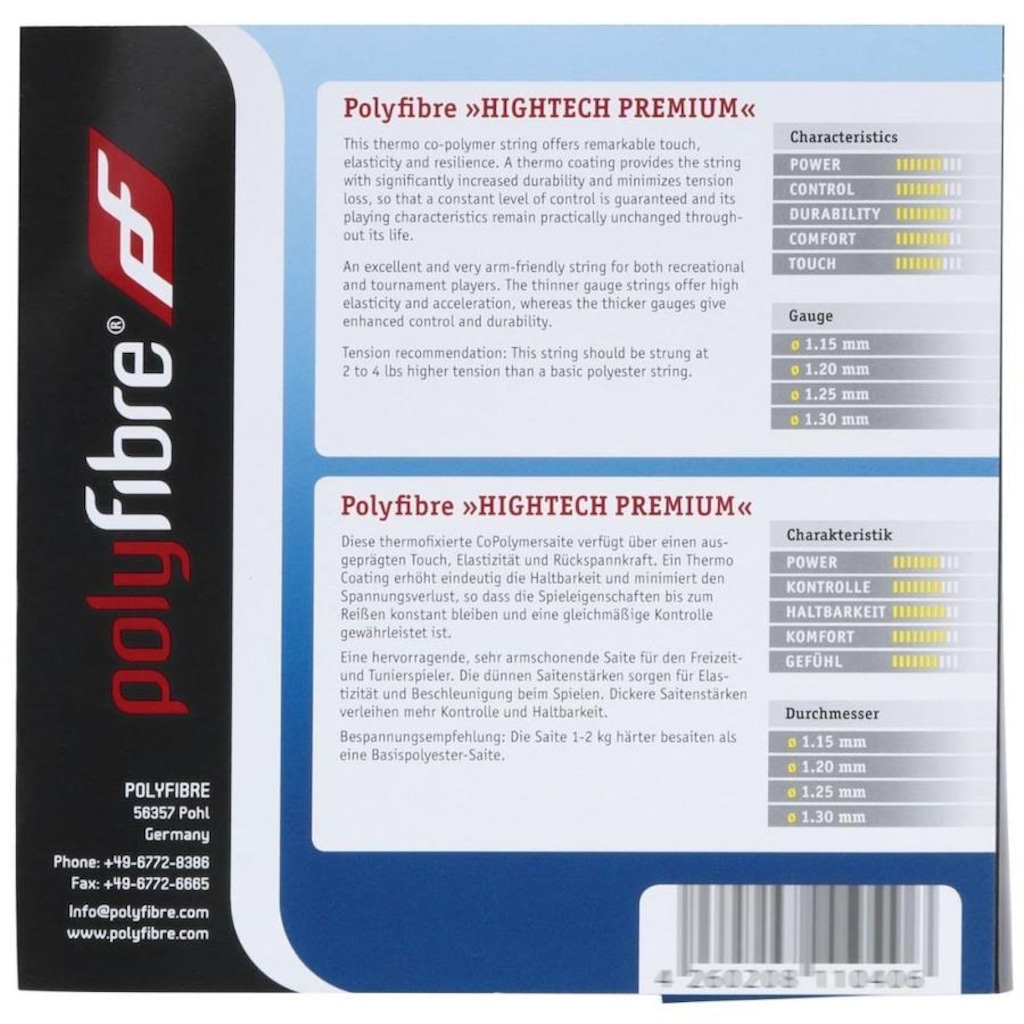 Imagem 3 do produto Corda Polyfibre Hightec Premium 16L 1.30Mm Set Individual