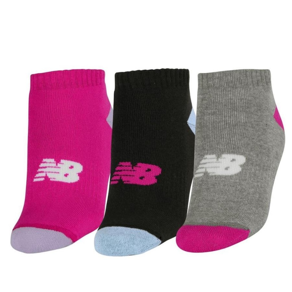 Imagem 5 do produto Kit Meias Cano Curto New Balance Lifestyle com 3 Pares - 29 a 32 - Infantil