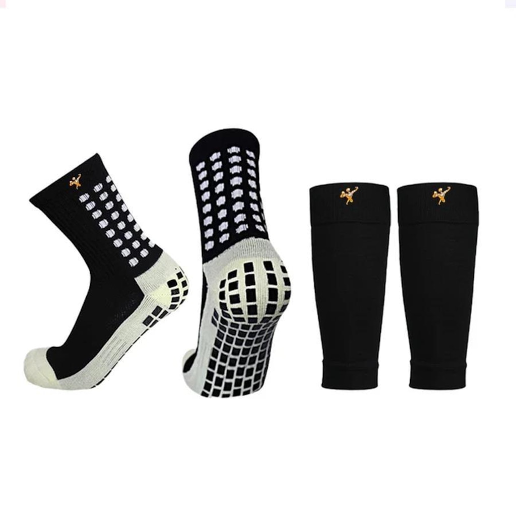 Imagem 2 do produto Kit Meias Esportivas Gold Sports para Futebol Titan II Anti - Derrapante + Manguito de Panturrilha - Adulto
